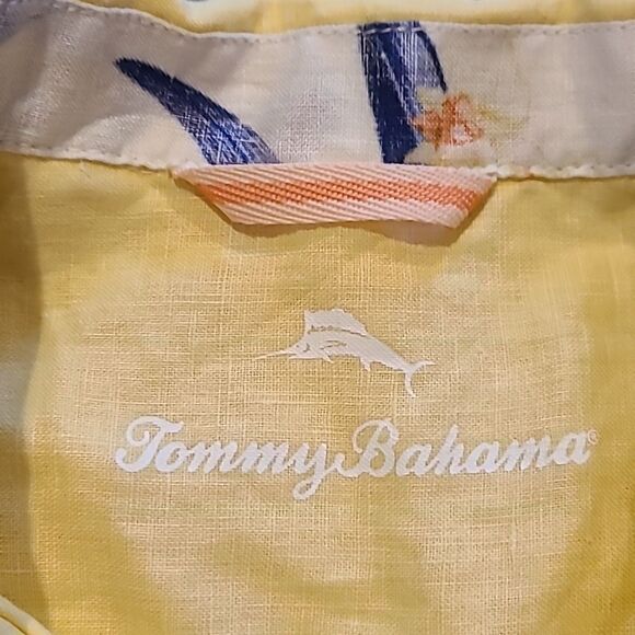 Tommy Bahama mens linen yellow short‎ sleeve button down shirt size xl - Picture 3 of 6